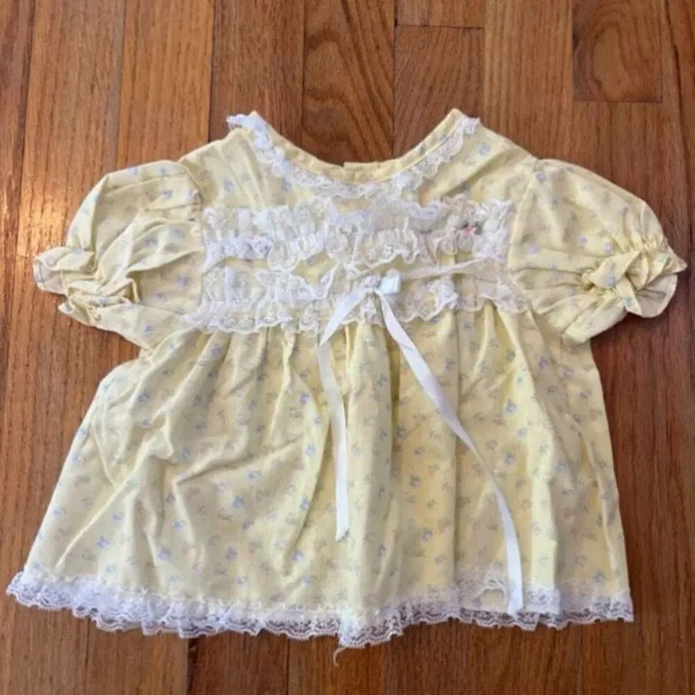 Vintage Kalula Kids Yellow Lace Ruffle Dress 18 mo